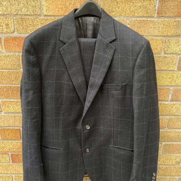 Vintage 90s Cashmere Wool Lauren Ralph Lauren Striped Suit Jacket 42R Pants 36R - Picture 4 of 16